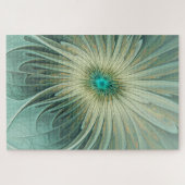 Abstracte saliegroene fantasiebloem fractale kunst legpuzzel (Horizontaal)