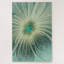 Abstracte saliegroene fantasiebloem fractale kunst legpuzzel