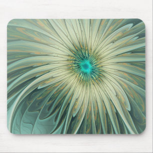 Abstracte saliegroene fantasiebloem fractale kunst muismat