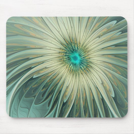 Abstracte saliegroene fantasiebloem fractale kunst muismat (Voorkant)