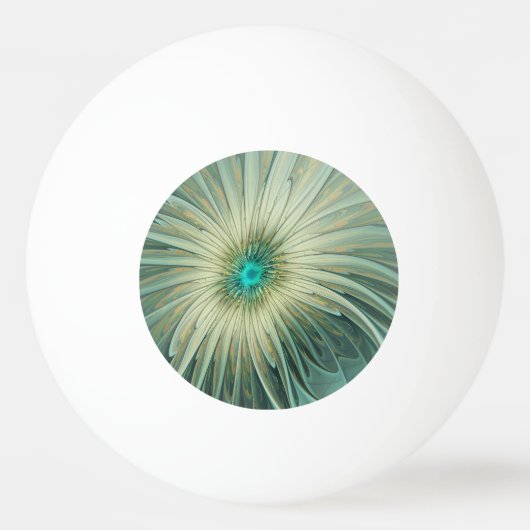 Abstracte saliegroene fantasiebloem fractale kunst pingpongbal (Voorkant)