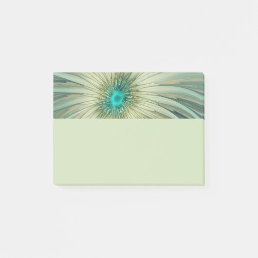 Abstracte saliegroene fantasiebloem fractale kunst post-it® notes (Voorkant)