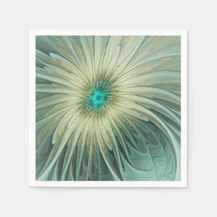Abstracte saliegroene fantasiebloem fractale kunst servet