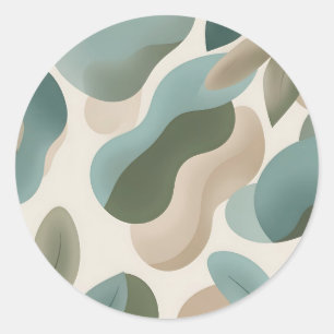 Abstracte saliegroene organische vloeiende vormen  ronde sticker