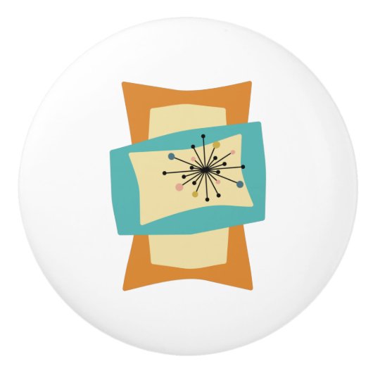 Abstracte samengeperste rechthoeken midden eeuw mo keramische knop (Voorkant)