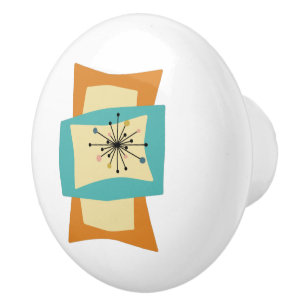 Abstracte samengeperste rechthoeken midden eeuw mo keramische knop