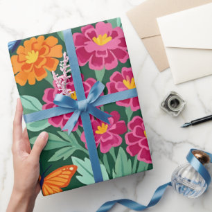 Abstracte Samengestelde Madeliefjes Vlinders Inpak Cadeaupapier