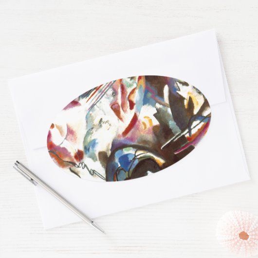 Abstracte samenstelling Kandinsky VI Ovale Sticker (Envelop)