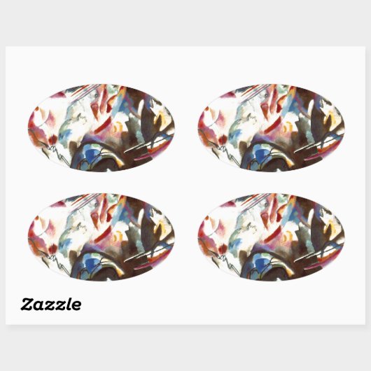 Abstracte samenstelling Kandinsky VI Ovale Sticker (Vel)