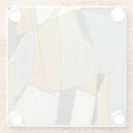 Abstracte samenstelling met gedempte kleuren glazen onderzetter (Achterkant)