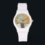 Abstracte samenstelling met gedempte kleuren horloge<br><div class="desc">De gedempte kleuren van deze Norman Wyatt compositie versterken zich terug naar abstracte werken van Piet Mondrian. Terwijl de gebruikte verven neer worden gedrukt, spreken hun kleuren samen luid en roepen aandacht aan het stuk. Koop vandaag uw exemplaar!</div>