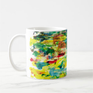 abstracte samenstelling van het schilderij van oli koffiemok