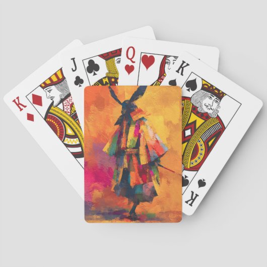 Abstracte Samurai Krijger Silhouet Pokerkaarten (Achterkant)