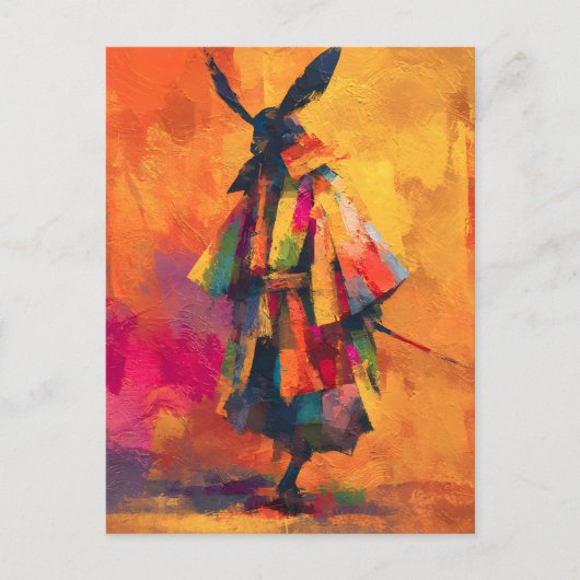 Abstracte Samurai Warrior Silhouet Aankondigingskaart (Voorkant)