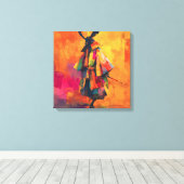 Abstracte Samurai Warrior Silhouet Canvas Afdruk (Insitu (Houten vloer))