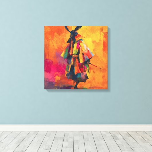 Abstracte Samurai Warrior Silhouet Canvas Afdruk (Insitu (Houten vloer))