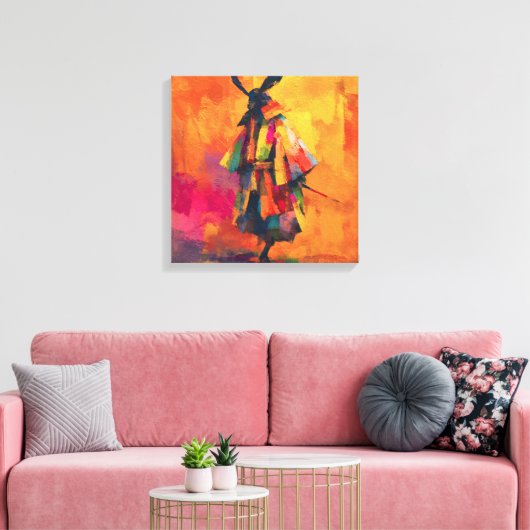 Abstracte Samurai Warrior Silhouet Canvas Afdruk (Insitu (Woonkamer))