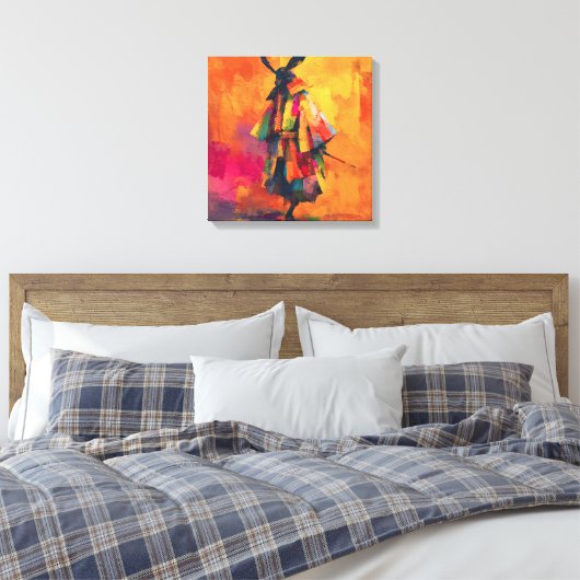 Abstracte Samurai Warrior Silhouet Canvas Afdruk (Insitu (Slaapkamer))