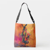 Abstracte Samurai Warrior Silhouet Crossbody Tas (Achterkant)