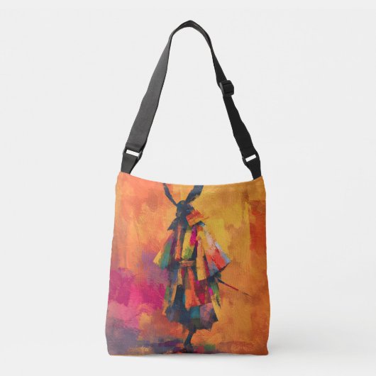 Abstracte Samurai Warrior Silhouet Crossbody Tas (Voorkant)