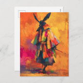 Abstracte Samurai Warrior Silhouet Feestdagenkaart (Voorkant / Achterkant)