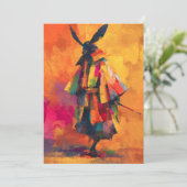 Abstracte Samurai Warrior Silhouet Feestdagenkaart (Staand voorkant)
