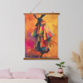 Abstracte Samurai Warrior Silhouet Hangend Wandkleed (Slaapkamer)