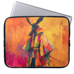 Abstracte Samurai Warrior Silhouet Laptop Sleeve
