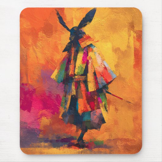 Abstracte Samurai Warrior Silhouet Muismat (Voorkant)