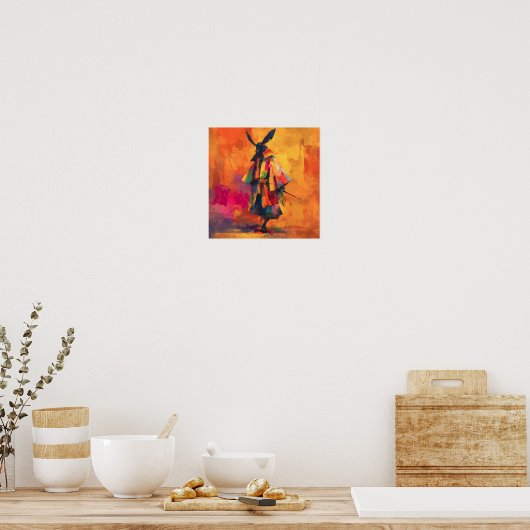 Abstracte Samurai Warrior Silhouet Poster (Keuken)