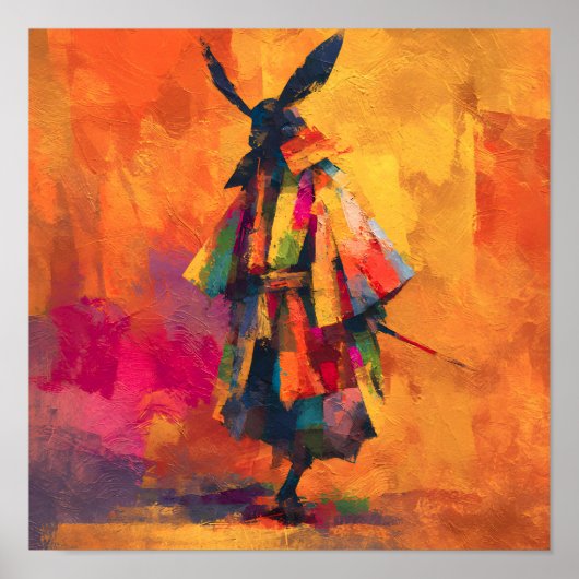 Abstracte Samurai Warrior Silhouet Poster (Voorkant)