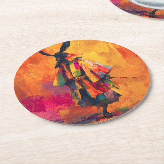 Abstracte Samurai Warrior Silhouet Ronde Kartonnen Onderzetter (Gebogen)