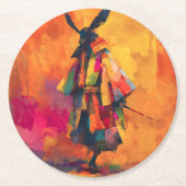 Abstracte Samurai Warrior Silhouet Ronde Kartonnen Onderzetter (Voorkant)