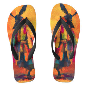 Abstracte Samurai Warrior Silhouet Teenslippers