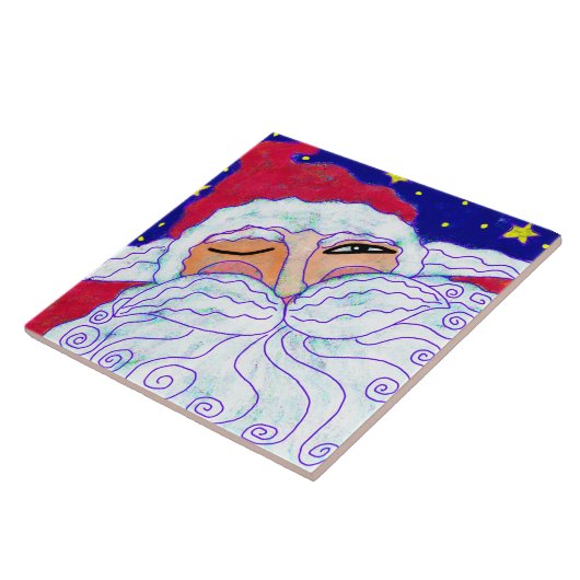 Abstracte Santa Claus schilderij Tegeltje (Zijkant)