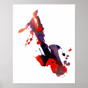 Abstracte saxofone poster