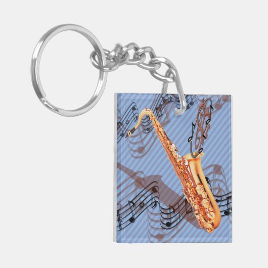 Abstracte saxofone Sleutelhanger (Voorkant Links)
