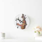 Abstracte saxofonspeler, muziek en instrument ronde klok (Huis)