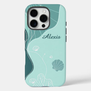 Abstracte Scallop Shells en zeewier iPhone 16 Pro Hoesje