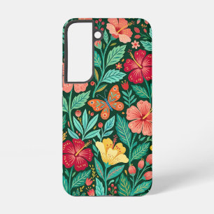Abstracte Scandi Hibiscus Vlinders Samsung Hoesjes Galaxy Hoesje
