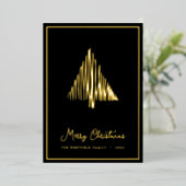 Abstracte Scandi-kerstboom - zwart goud Folie Feestdagenkaart (Staand Voorkant)