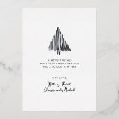 Abstracte Scandi-kerstboom - zwart goud Folie Feestdagenkaart (Achterkant)