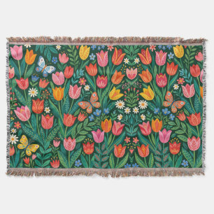 Abstracte Scandi Tulpen Vlinders Dekens Deken