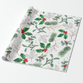 Abstracte Scandinavische botanische kerstdagen Cadeaupapier (Uitgerold)