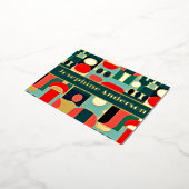 Abstracte Scandinavische print op Aqua Green Folie Uitnodiging Briefkaart (Gedraaid)