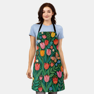 Abstracte Scandinavische tulpen vlinders schort