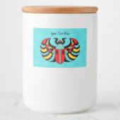 Abstracte Scarab Kever Levendige kleuren op Aqua Voedselcontainer Etiket (Voorkant)