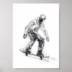 Abstracte schaatser in beweging poster