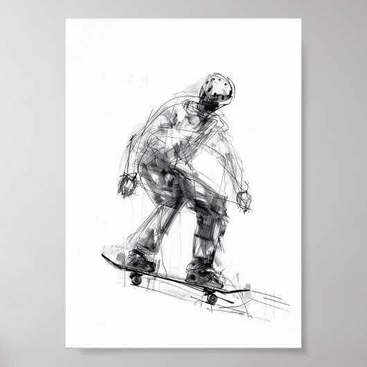 Abstracte schaatser in beweging poster (Voorkant)