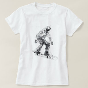 Abstracte schaatser in beweging t-shirt